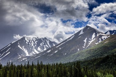 Alaska 'daki Denali Ulusal Parkı' nda etkileyici dağlar.