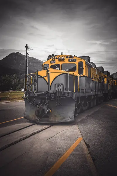 Colorful Yellow Black Locomotive Alaska — Stock Photo, Image