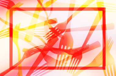 Background pattern of red and yellow forks on a plain background clipart