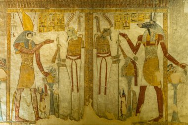 Paintings in the tomb of Sethos II, Valley of the kings, Egypt clipart