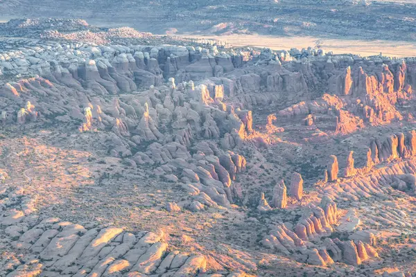 stock image Aerial view on the landscape of the  Arches National Park, Utah