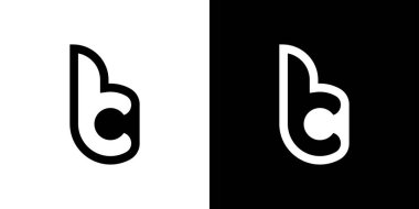 Minimalist Harf BC Logo vektör tasarım şablonu. Sembol BC Tasarımı Beyaz ve Siyah Arkaplan 