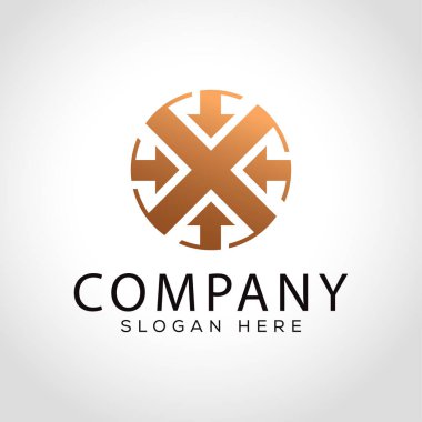  Soyut Renkli Harf X Çember Ok logo şablonu 