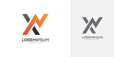 Harf XW Minimal Logo Vektörü Tasarım Şablonu.