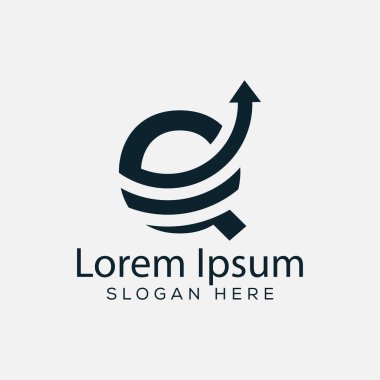 Minimal Harf Q Arrow logo tasarım konsepti çizimi. soyut modern q ok tasarım şablonu.