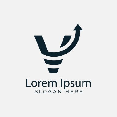 Minimal Harf V Arrow logo tasarım konsepti çizimi. soyut modern v ok tasarım şablonu.