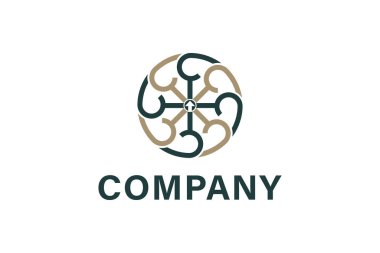 Soyut çember ve ok logo şablonu