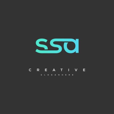 SSA Harf Logosu Tasarımı İlk Vektör Kavramı. Basit SSA Logo Şablonu İllüstrasyonu