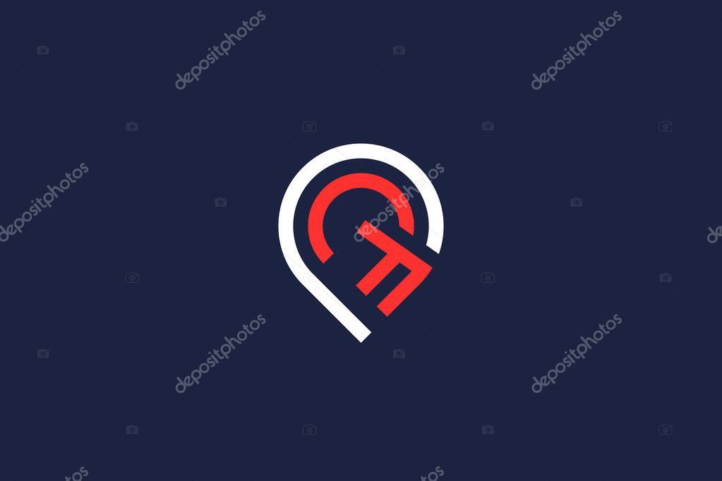 Letter cf location logo icon  vector design template  concept