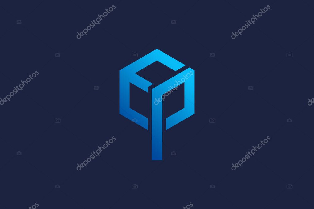 Letter ep polygon logo icon  vector design template  concept
