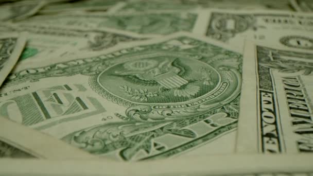 American One Dollar Bills Tafel Gelegd Met Een Macro Lens — Stockvideo