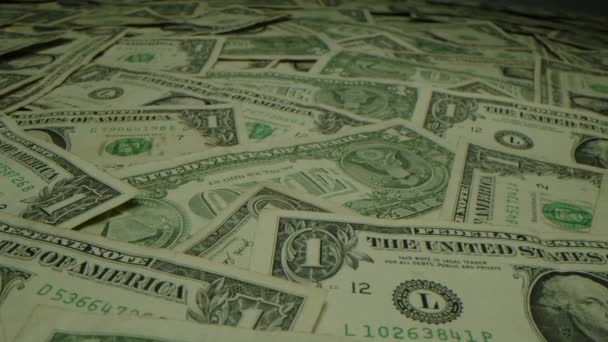 Amerikanische Ein Dollar Scheine Auf Einem Tisch Mit Makrolinse Und — Stockvideo