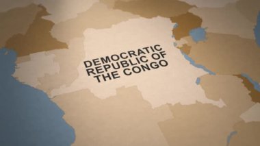 Eski Kongo Demokratik Cumhuriyeti Kağıt Haritası. Bu harita birden fazla ülke ve eyaletten oluşan bir koleksiyonun parçasıdır. Adobe Efektlerinde Oluşturuldu.