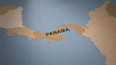 Panama 'nın eski kağıt haritası. Bu harita birden fazla ülke ve eyaletten oluşan bir koleksiyonun parçasıdır. Adobe Efektlerinde Oluşturuldu.