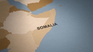 Somali 'nin eski kağıt haritası. Bu harita birden fazla ülke ve eyaletten oluşan bir koleksiyonun parçasıdır. Adobe Efektlerinde Oluşturuldu.
