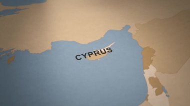 Eski Kıbrıs Kağıt Haritası. Bu harita birden fazla ülke ve eyaletten oluşan bir koleksiyonun parçasıdır. Adobe Efektlerinde Oluşturuldu.