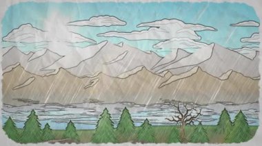 Elle Çizilmiş Doğa Günü Sahne Canlandırması. Bu doğa animasyonu Photoshop 'ta elle çizilmiş ve After Effects' ta canlandırılmıştır, her proje için mükemmeldir..