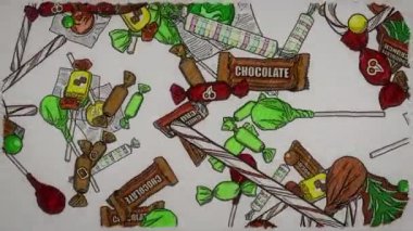 Bu animasyon Candy arka planı el yapımı photoshop ile çizilmiş ve After Effects filminde canlandırılmıştır. Herhangi bir proje için mükemmel.