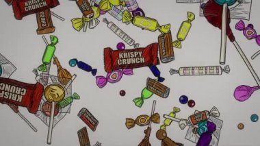Bu animasyon Candy arka planı el yapımı photoshop ile çizilmiş ve After Effects filminde canlandırılmıştır. Herhangi bir proje için mükemmel.