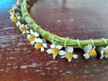 Güzel çiçek tacını yabani çiçeklerden