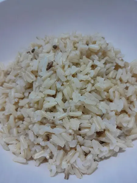 stock image brown rice has many nutrients