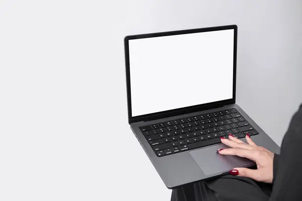 Dizüstü bilgisayarı olan iş kadını