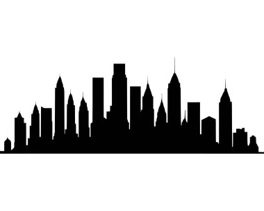 Siluet, City Skyline siluetleri, City SVG, City vektörü. Beyaz arkaplanda izole edilmiş gökdelen silueti
