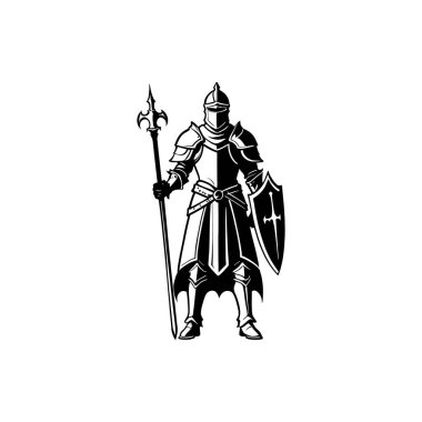 Şövalyeler ve ortaçağ savaşçıları silueti ve taslak vektör çizimi. Orta Çağ askerleri, Kadim savaşçılar ve hanedan unsurları elle çizilmiş klip sanatı. Vektör illüstrasyonu