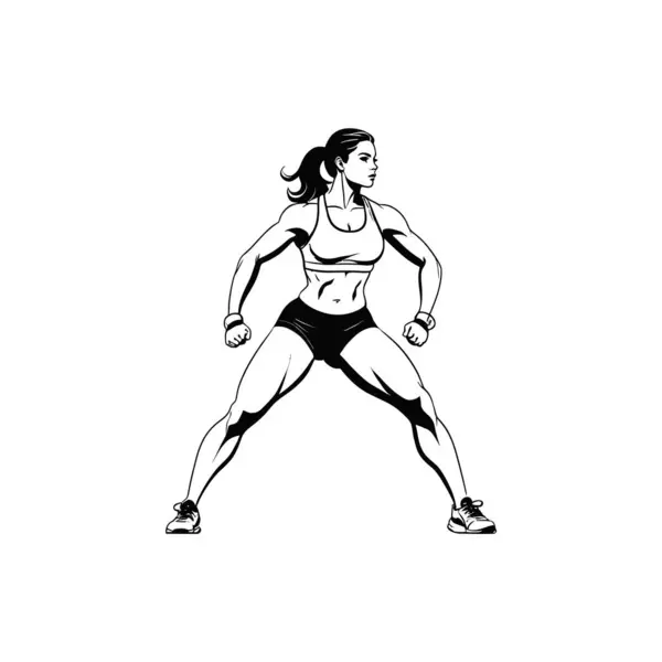 Beyaz vektör çizimine izole edilmiş kadın sporcular. Bayan koşucu sprinter fitness sporu çizimi. - Evet. Vektör illüstrasyonu