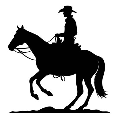 Lasso ve Şapka Giyen Yalnız Kovboy Vahşi Batı Romantizmi, Engebeli Çiftlik Hayatı ve Geleneksel Sınır Kovboyu Ruhu. Vektör illüstrasyonu