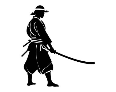 Geleneksel dövüş sporları. Kendo dövüş sanatları atleti silueti. Samuray ninja dövüşçüleri sanat klipleri. - Evet. Vektör illüstrasyonu