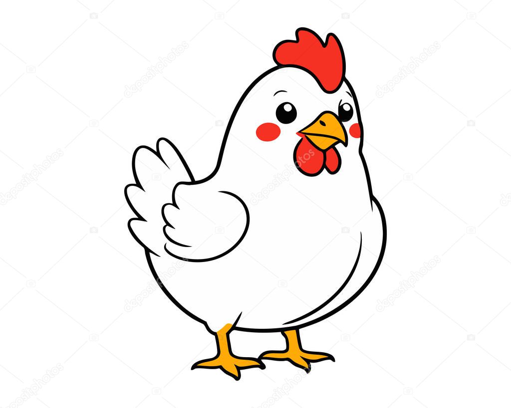 Cute Chicken cartoon vector icon illustration. chicks in simple kawaii style isolated in white. . Vector illustration