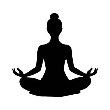 Sunrise Depicting New Beginnings, Sükunet ve Günlük Farkındalık Sanatında Kadın Meditasyonu. Vektör illüstrasyonu