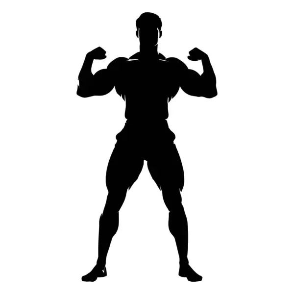 Güçlü vücut geliştiricilerinin silueti, kalın pozlarda kas kaslarını gösteriyor fitness pazarlaması için ideal, jimnastik kıyafeti tasarımı, dayanıklılık eğitimi içeriği veya vücut geliştirme temalı sanat eserleri. Vektör