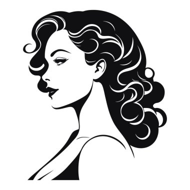 Kısa kıvırcık saçlı, beyaz arka planda izole edilmiş, güzellik salonu posterleri, moda sanat eserleri, cilt markalaşması veya dijital karakter tasarımı projeleri için ideal bir kadın vektörü. Vektör