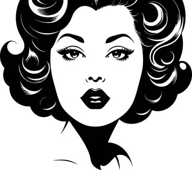 Kısa kıvırcık saçlı, doğal saç stili olan, beyaz arka planda güzellik tasarımı, kuaför markası ya da moda ile ilgili sanat eserleri için izole edilmiş bir kadının vektör çizimi. Vektör