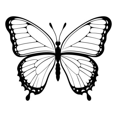 Doğal temalı marka tasarımları ve zarif böcek motifleri için uygun akıcı kenarları ve hassas çizgileri olan sanatsal kelebek kanat vektör silueti. Vektör illüstrasyonu