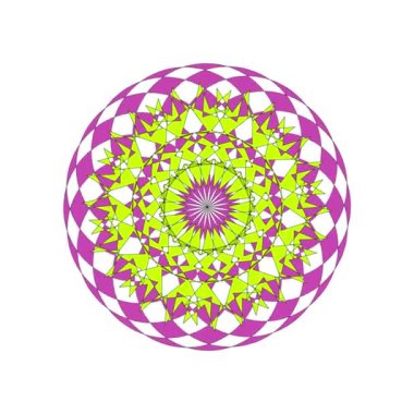 Canlı geometrik mandala göz kamaştırıcı bir dizi çok renkli desenle ışıldar. Her ışıldayan detayda büyüleyici bir simetri, enerji ve ruhsal uyum gösterisi yaratır..