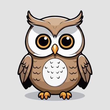 Baykuş karikatür çizimi beyaz arkaplanda izole edildi.