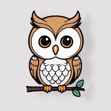 Sevimli baykuş çizgi film karakterinin vektör çizimi