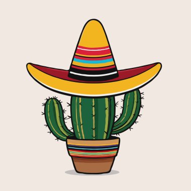 Kaktüslü Meksika şapkası.