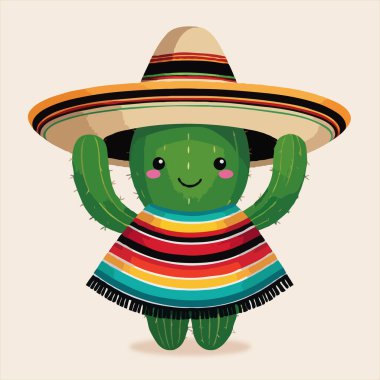 Kaktüslü şirin Meksika şapkası.