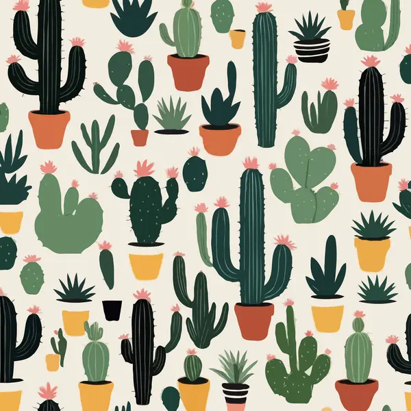 Kaktüs ve sulu vektör dikişsiz desen.