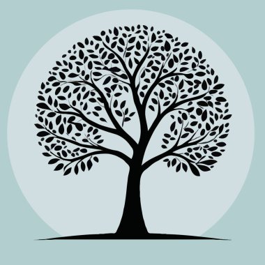 Ağaç beyaz zemin üzerine siluet vektör