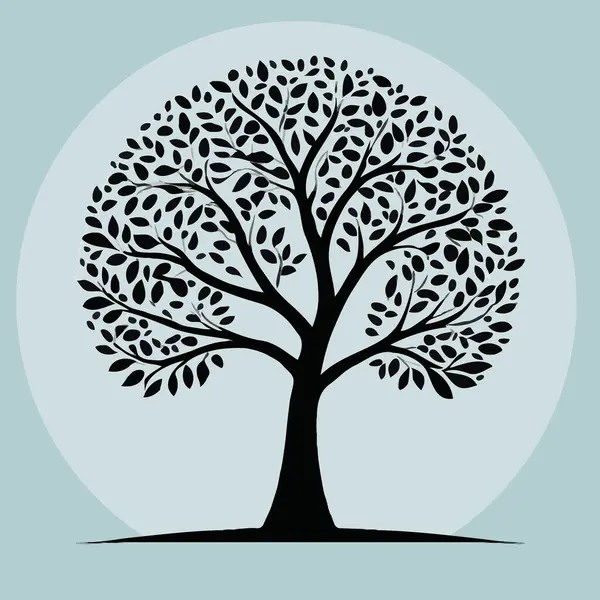 Ağaç beyaz zemin üzerine siluet vektör