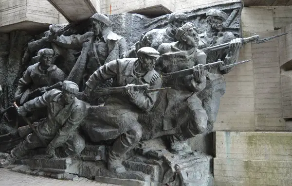 stock image A bas-relief on the territory of the National Museum of Ukraine, which is dedicated to military soldiers who took part in the Second World War and defended the homeland