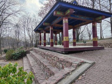 A copy of the pavilion (pagoda) visited by Korean kings  clipart