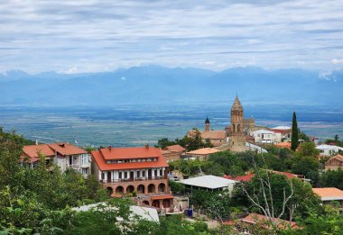 Gürcistan 'ın Kakheti kentindeki Sighnaghi Panoramik Manzarası