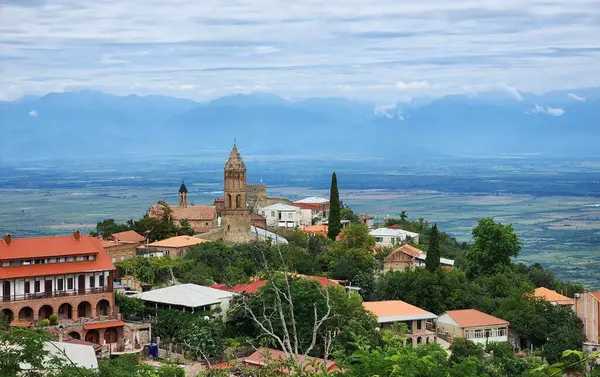 Gürcistan 'ın Kakheti kentindeki Sighnaghi Panoramik Manzarası