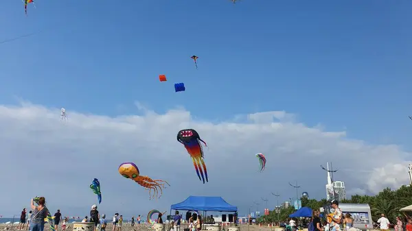 Uçurtmalarla Batum plajı etkinliği